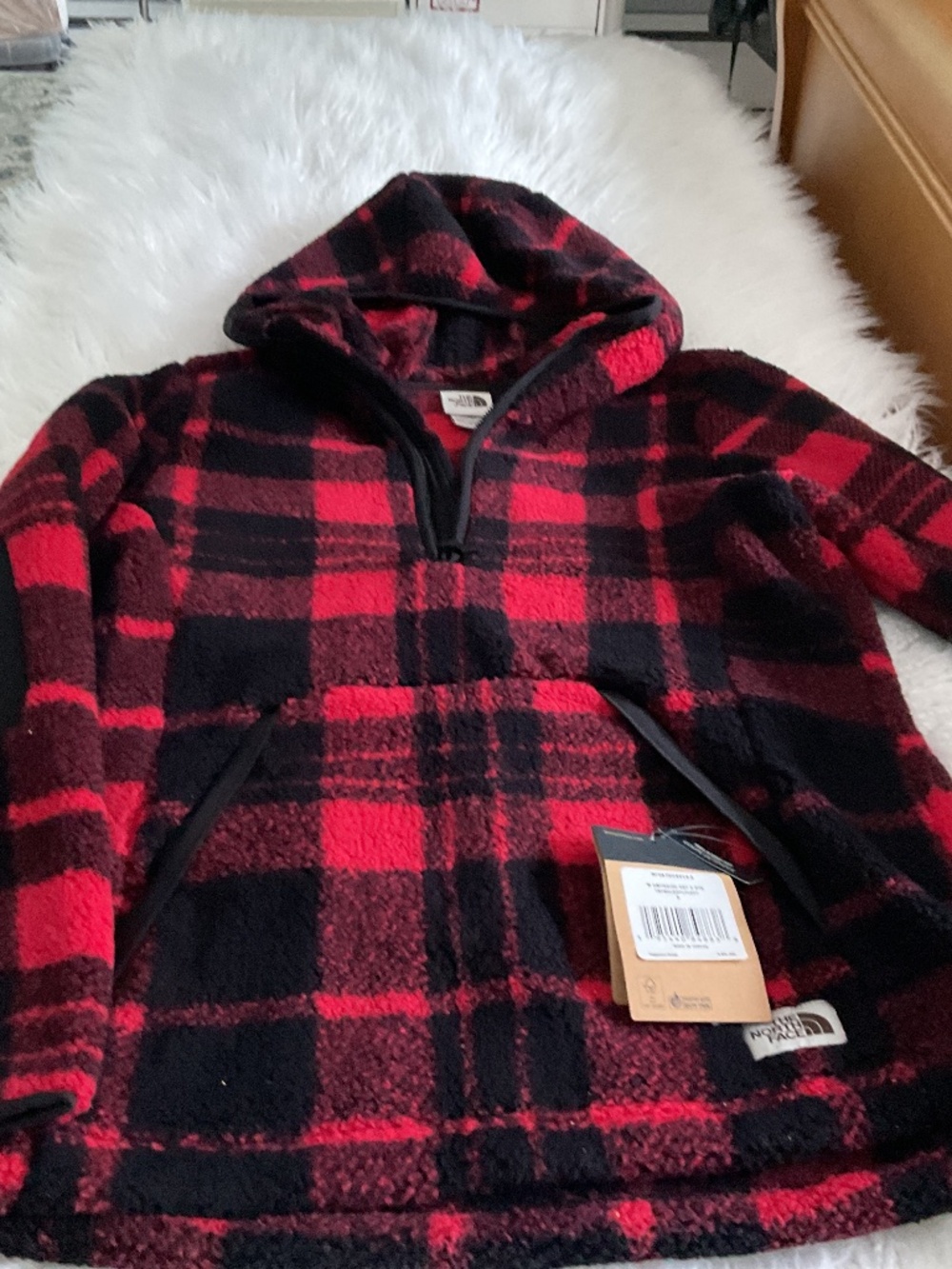 North Face Plaid hoodie fleece